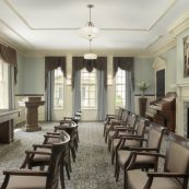 the former Mary J. Drexel residence, a senior community, includes a chapel where various religious services are available for residents and staff